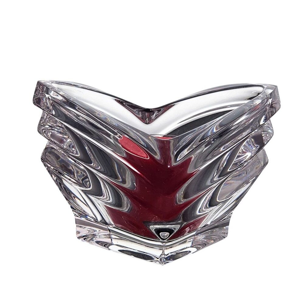 Mikasa Art Deco Votive Candle Holder 4.5" Germany Crystal 1980s brutalist